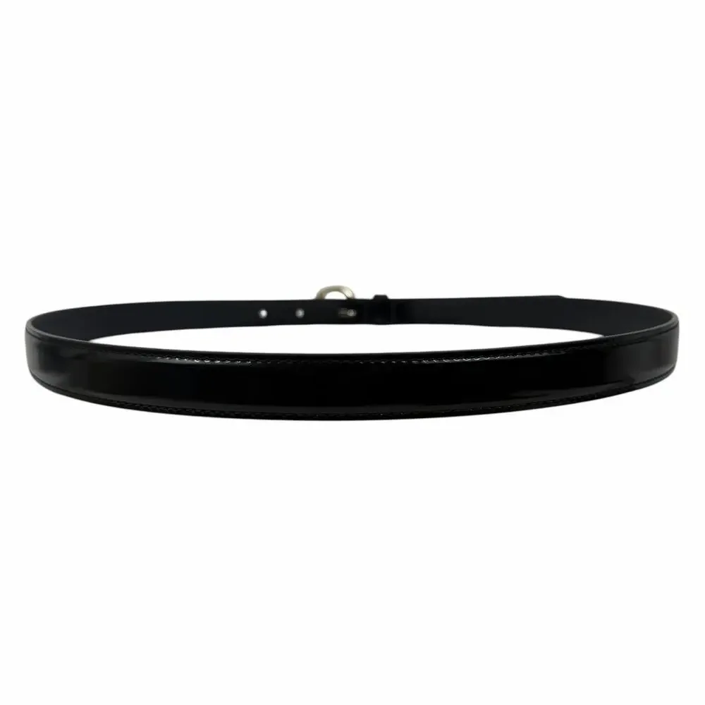 Gucci Thin Leather Belt with Bamboo Buckle Black Silver Size 80/32